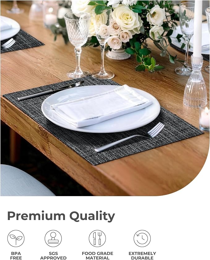 Leetaltree Black and Grey Woven Placemats Set of 4 - Image 7