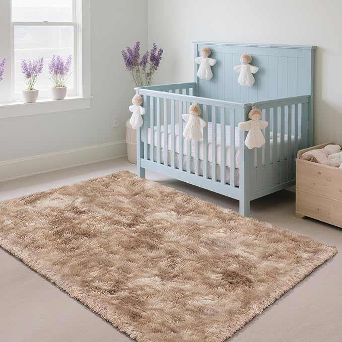 Fluffy Rug Shag Area Rug, Mottling Beige 3x5 Area Rugs - Image 2