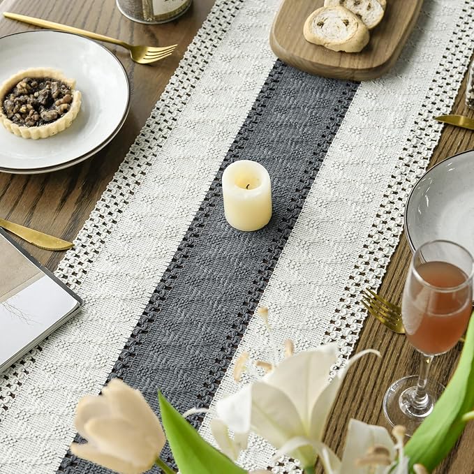 Artoid Mode Dark Grey Farmhouse Rustic Table Runner 12x120 Inch | Seasonal - Image 5