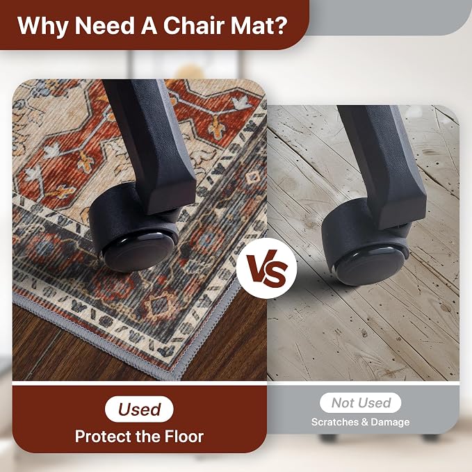 36"x60" Office Chair Mat for Hardwood Tile Floor, Under Desk Carpet Protector - Image 4