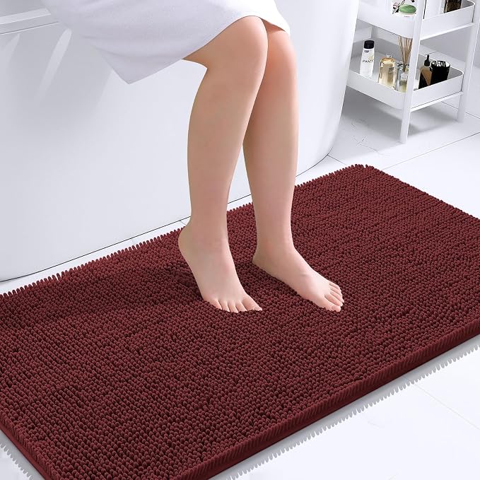 OLANLY Bathroom Runner Rugs 44x24, Soft Absorbent Chenille Bath Rugs, Rubber - Image 2