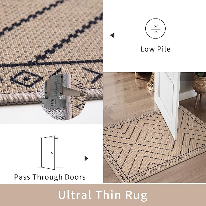 Tangsoo Easy Jute Rug 2x4 Rugs for Entryway, Machine Washable Outdoor Door Mat - Image 5