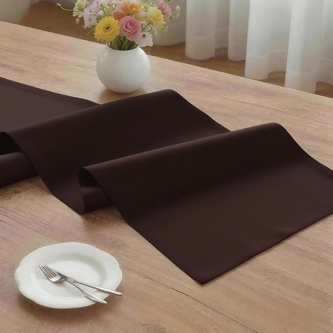 MEANMOY Brown Table Runner 108 Inches Long Waterproof Table Runners | Washable - Image 3