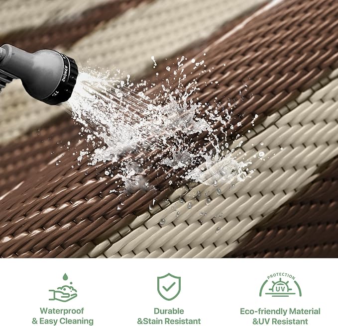 GENIMO Outdoor Rug Waterproof for Patio Decor, Outside Area Mat for Rv - Image 6