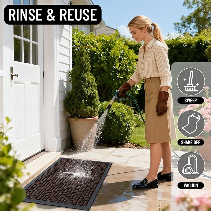 OLANLY Front Door Mat Outside Entrance 47x23, Heavy Duty Sturdy Natural Rubber - Image 8