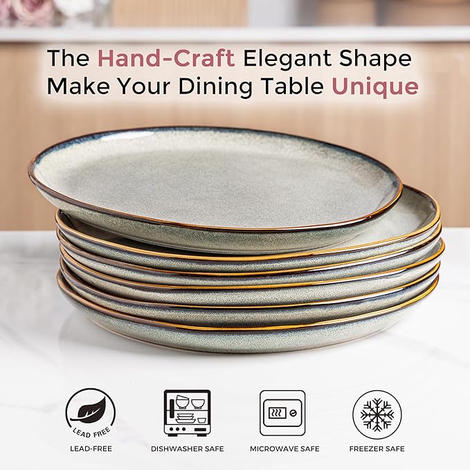 AmorArc Ceramic Dinner Plates Set of 6, 10.5 Inch Stoneware Plates Set | - Image 3