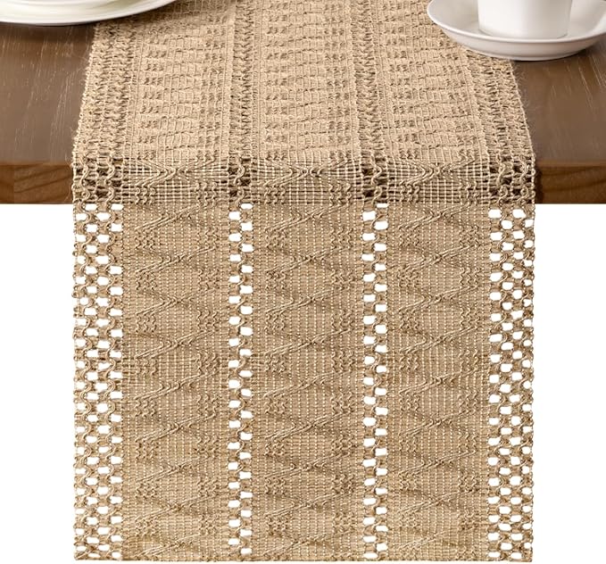 MLMW Boho Table Runner 72 inches Small Coffee Table Runner Rustic Burlap by MLMW