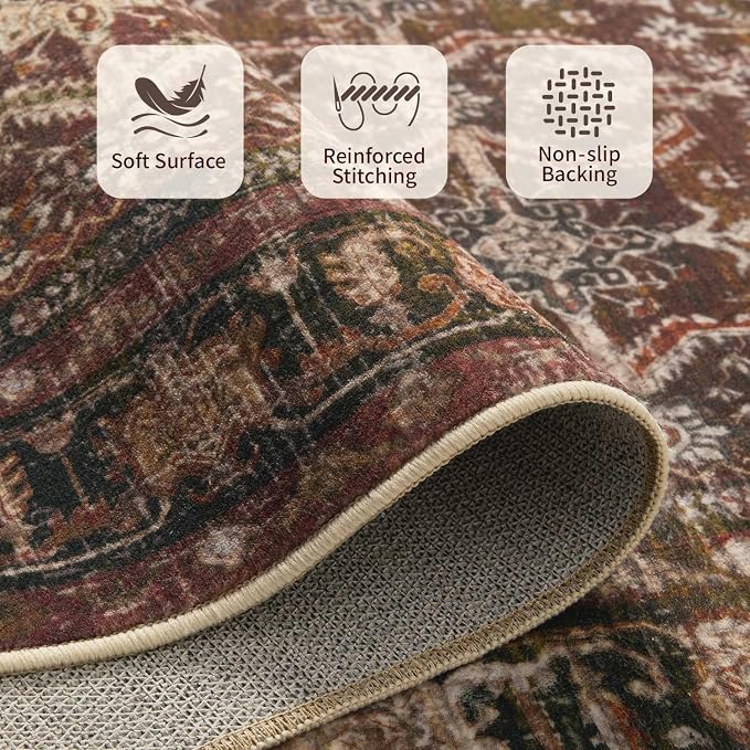 Rugxara Oriental 5x7 Area Rugs for Living Room Bedroom, Vintage Washable - Image 5