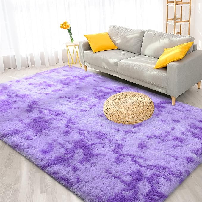 FlyDOIT Purple Tie-Dyed 8x10 Feet Large Rugs - Image 8