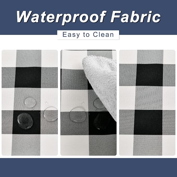 Buffalo Plaid Table Runner Black and White 14W x 60L, 1 Piece | Waterproof - Image 5