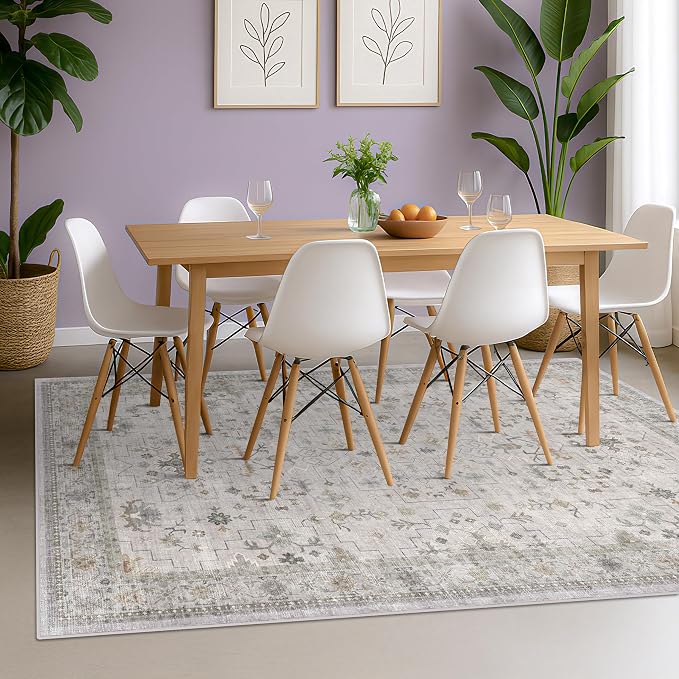 Hazo Haus Boho Light Grey Living Room Rug 6x9 - Image 3