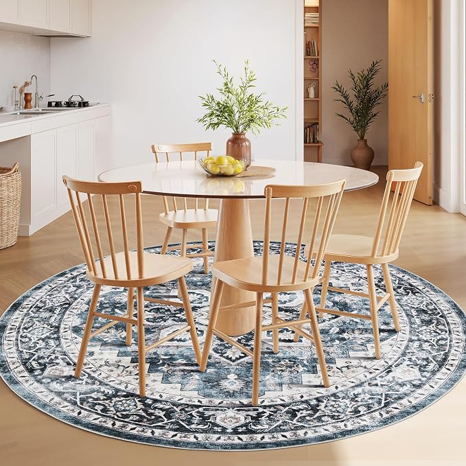 AMADA HOMEFURNISHING Round 5ft Area Rugs, Low-Profile Washable Rug - Image 3