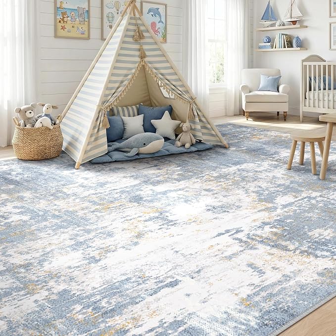 RELEANY Washable Area Rugs 8'x10' Non-Slip Modern Abstract Soft - Image 4
