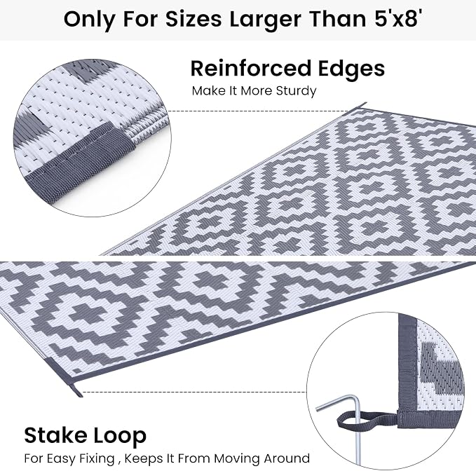 Smiry Waterproof Outdoor Rug 6x9 ft, Reversible Plastic Straw Patio Camping Rugs - Image 4