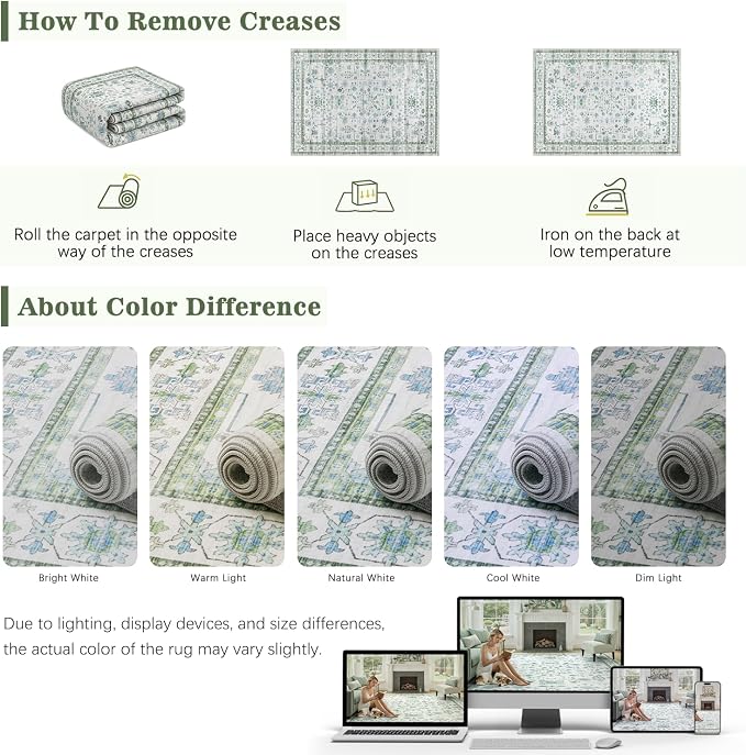 DCX Green 5x7 Rug, Kid & Pet Friendly - Image 3