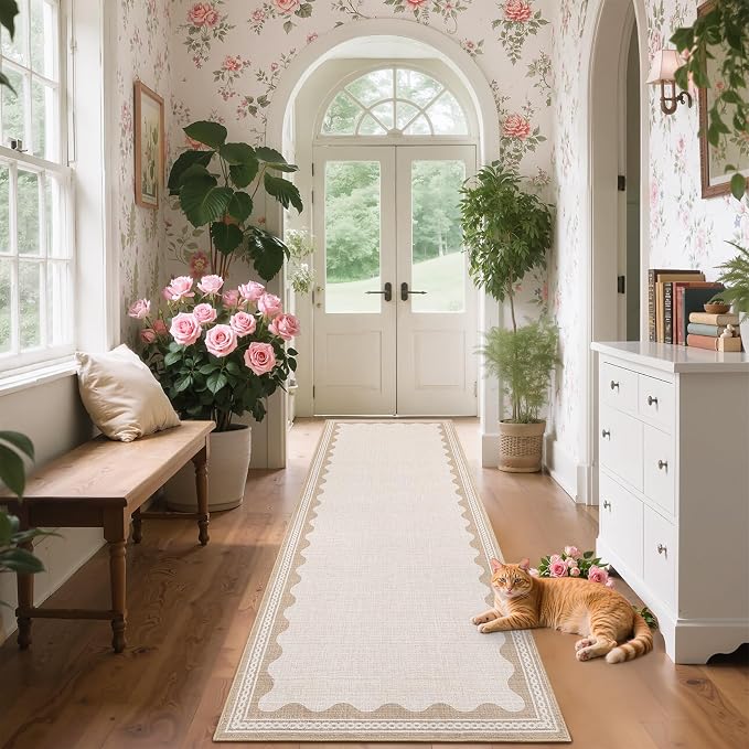 GarveeHome Scalloped Beige 2.5x10 Runner Rug by GarveeHome