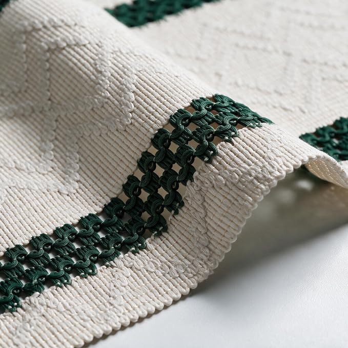 Artoid Mode Forest Green Stripe Woven Rustic Table Runner 12x108 Inch | Holiday - Image 6