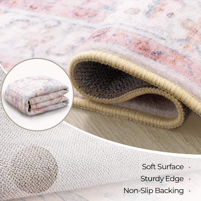 CAPALOCA Machine Washable Rugs Nursery Rug 5x8 Cute Girl Non Slip Low Pile - Image 4