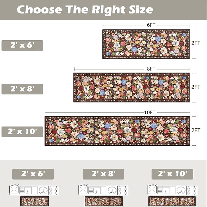 Espresso Kitchen Rug 2x6, Non Slip Washable Runner Rugs - Image 2