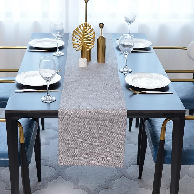 Dinning Table Runner Cloth 12 x 90 Inches Farmhouse Kitchen Coffee Burlap Table - Image 2