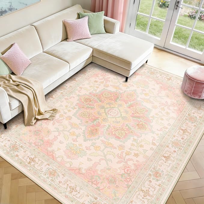 CAPALOCA Machine Washable Rugs Nursery Rug 8x10 Cute Girl Non Slip Low Pile by CAPALOCA