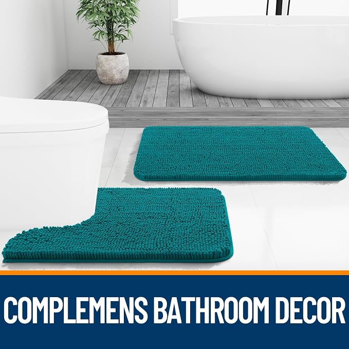 OLANLY Bathroom Runner Rugs 44x24, Soft Absorbent Chenille Bath Rugs, Rubber - Image 7