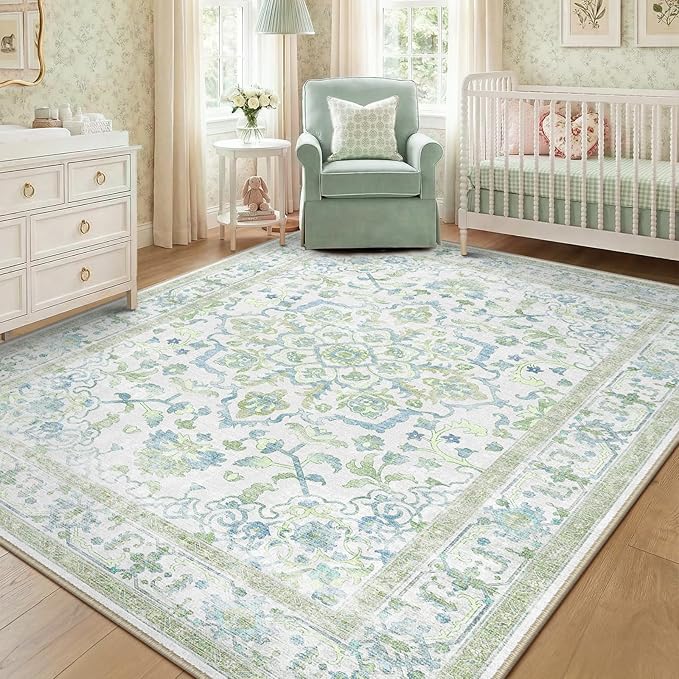 CAPALOCA Machine Washable Rugs Nursery Rug 5x8 Cute Girl Non Slip Low Pile by CAPALOCA