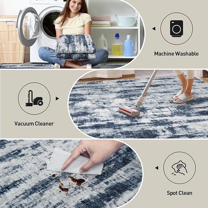 5x7 Area Rugs Washable Rug: Modern Abstract Living Room Rug Soft Anti-Skid Thin - Image 4