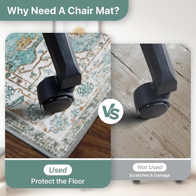 48"x60" Office Chair Mat for Hardwood Tile Floor, Under Desk Carpet Protector - Image 4