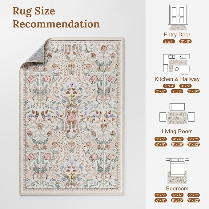 AMTOVO 2.7x8 Runner Rug for Hallway, Washable Non-Slip Long Kitchen Carpet - Image 7