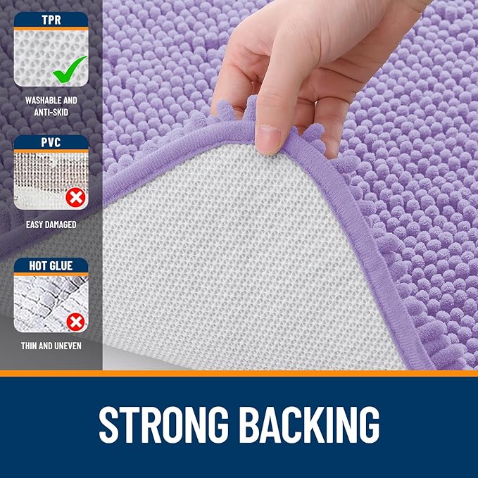OLANLY Bathroom Runner Rugs 59x20, Soft Absorbent Chenille Bath Rugs, Rubber - Image 6