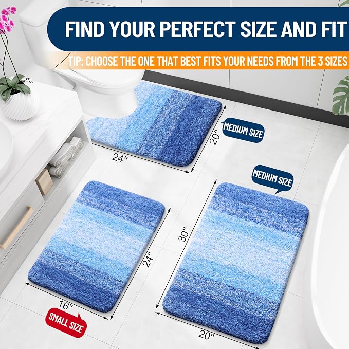 OLANLY Luxury Toilet Rugs U-Shaped 24x20, Extra Soft and Absorbent Microfiber - Image 2
