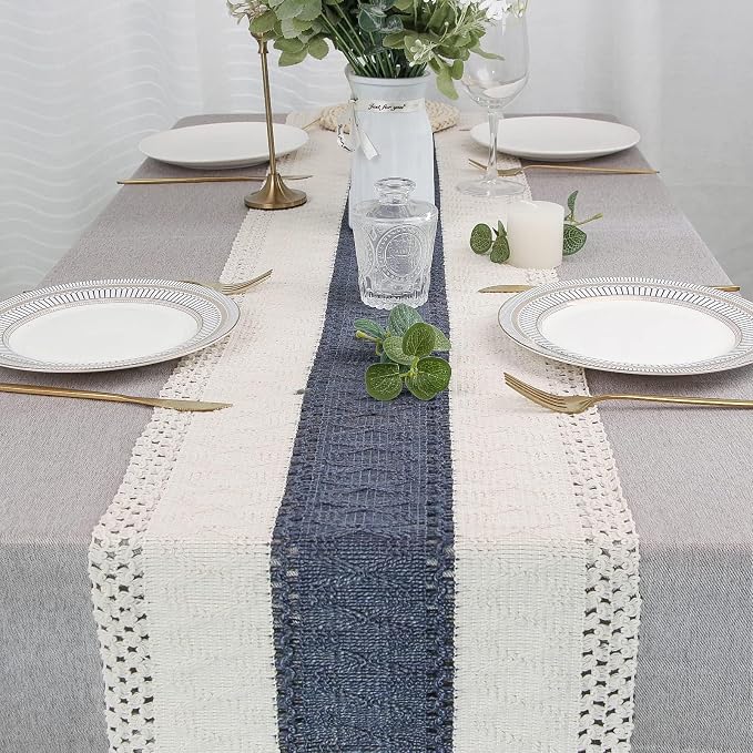 Boho Table Runner for Home Decor 12x48 Blue Fall Rustic Decorations | 48 Inches - Image 7