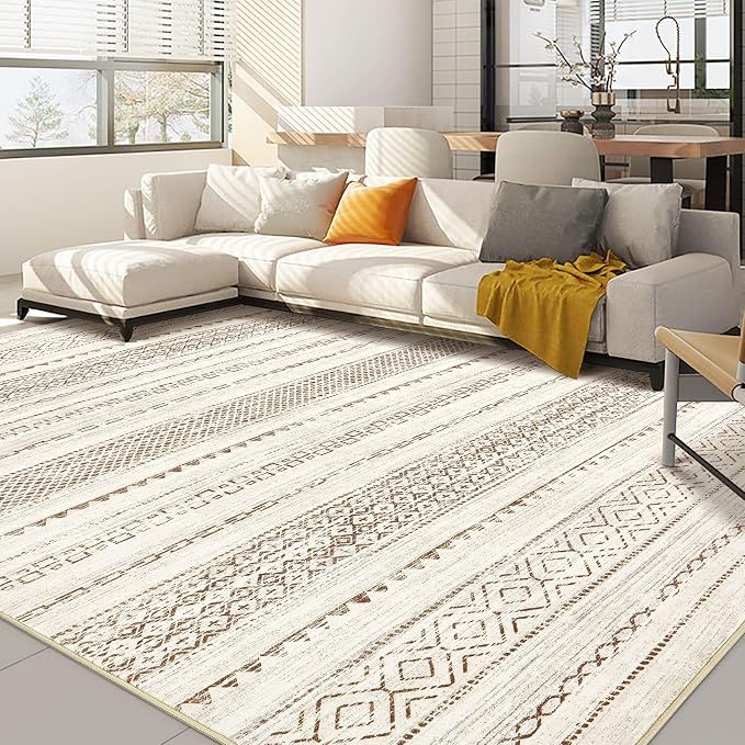 Nakagishi Area Rugs 8x10 Living Room: Washable Boho Large Neutral Soft by NakagishiAreaRug