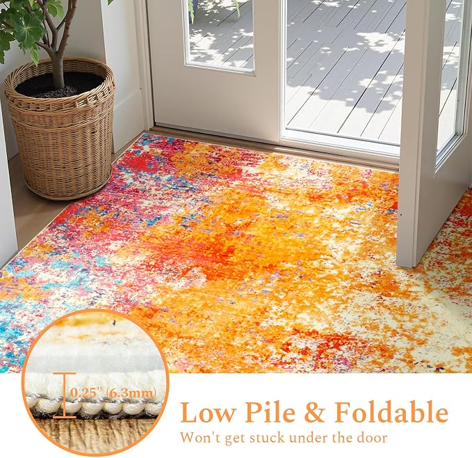 Rugflix 9x12 Area Rugs for Living Room, Washable Colorful Rainbow Rug - Image 5