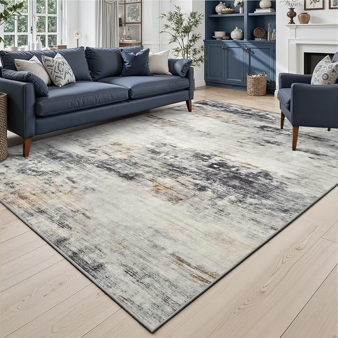 Toneed Abstract Area Rug 5x8 Modern Washable Rug Soft Non Slip Rug Low Pile by Toneed
