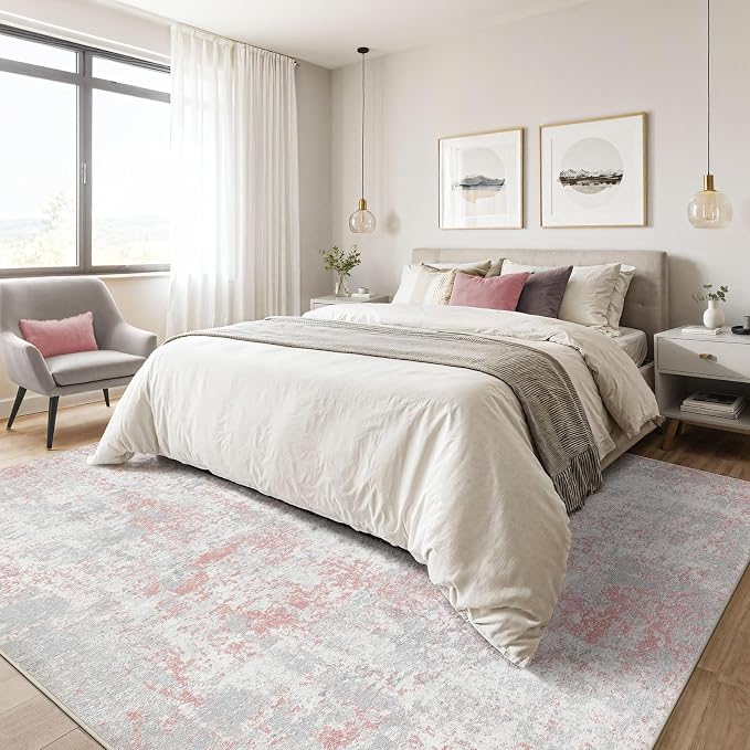 7x9 Area Rugs Living Room: Washable Large Abstract Neutral Modern Soft Rugs - Image 4