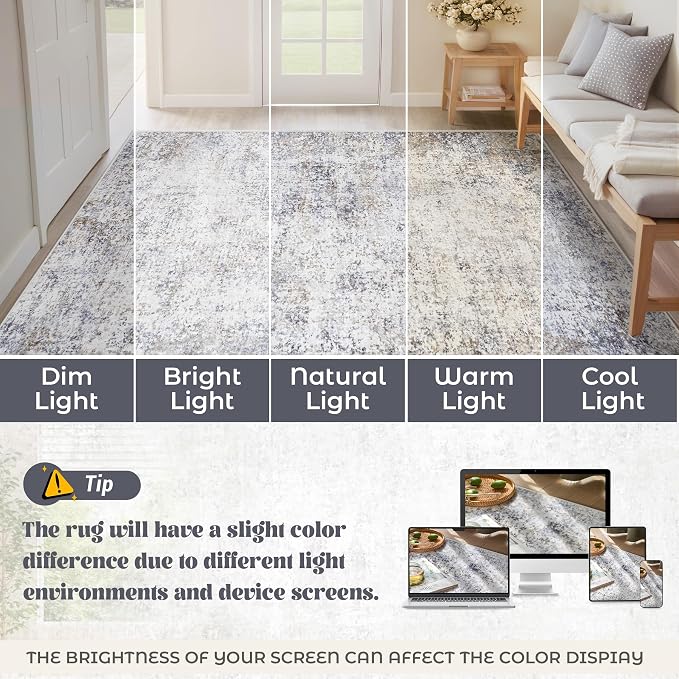 XLUEZ 2x7 Runner Rug for Hallway, Washable Modern Abstract Runner Rugs Neutral - Image 8