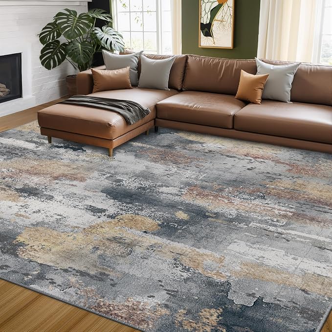 RELEANY Washable Area Rugs 6'x9' Non-Slip Modern Abstract Soft by RELEANY