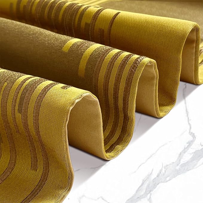Luxury Elegant Gold Table Runner 120 Inches Long, Modern Geometry, Tassels | - Image 3
