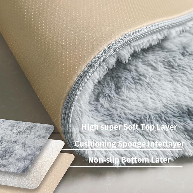 Grey Fluffy 8x10 Large Area Rugs - Image 3