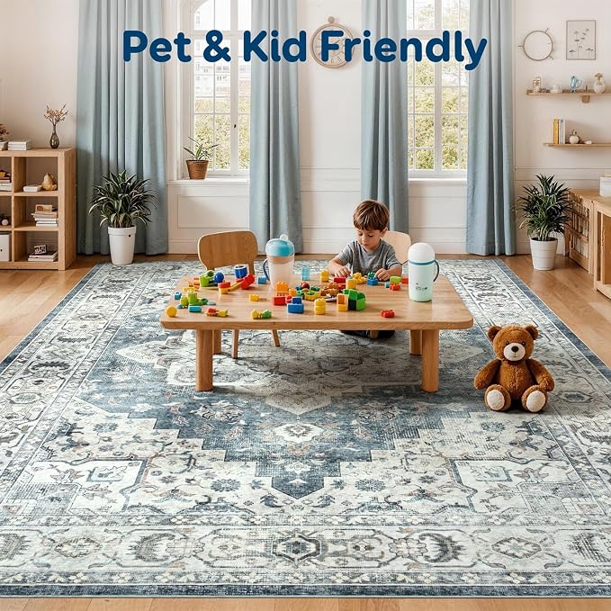 Lessymo Washable Area Rug for Living Room, 10x14 Large Rugs - Image 4