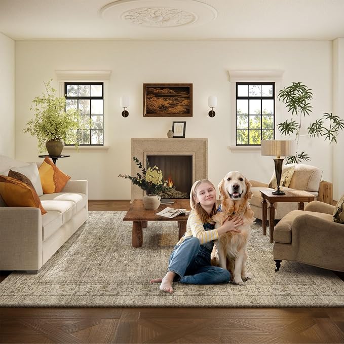 Machine Washable Rugs for Living Room: 5x7 Area Rugs for Bedroom Vintage Stain - Image 8