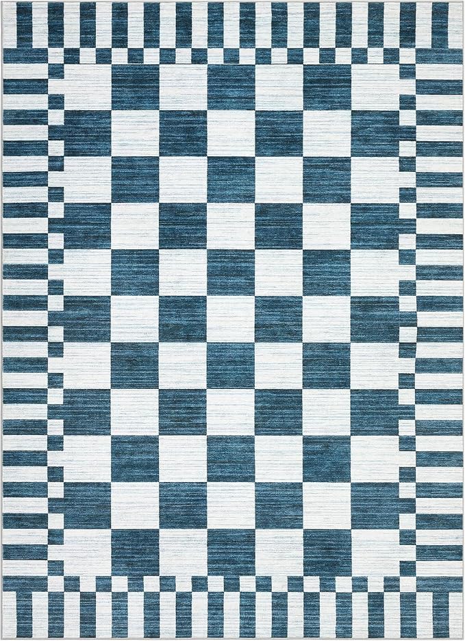 GarveeHome Blue and White Checkered Rug 6×9 Area Rugs - Image 5
