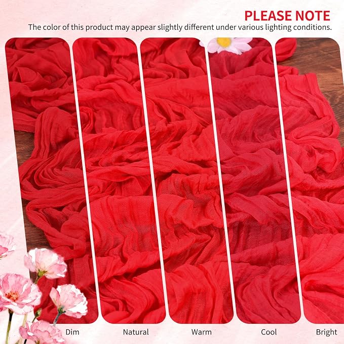 30 Pack Cheesecloth Table Runner 10FT Red Table Runner Boho Gauze Cheese Cloth - Image 7