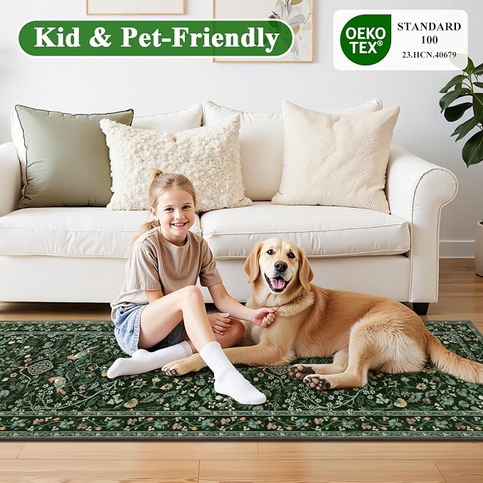 HEBE Washable Hallway Runner Rug 2'x 8' Non Slip Kitchen Rugs Runner, Low Pile - Image 7