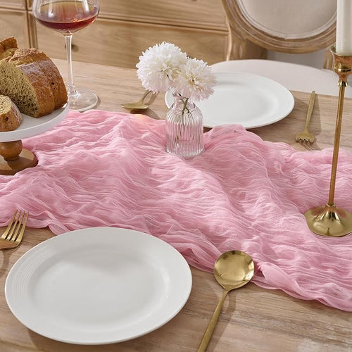 12 Pack Pink Cheesecloth Table Runners, 120 Inch 10Ft Blush Pink Gauze Table - Image 2