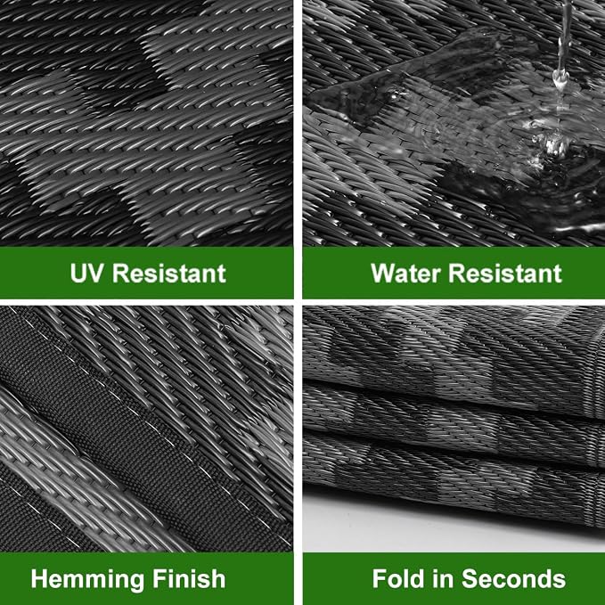 RURALITY Outdoor Rugs 5x8 Feet for Patios Clearance, Plastic Straw Waterproof - Image 4