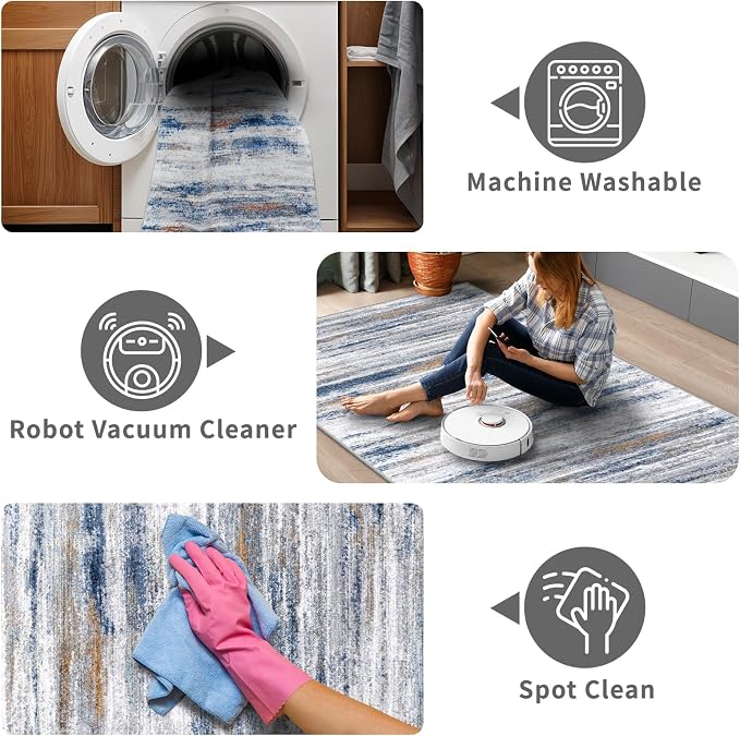 5x7 Area Rug for Living Room: Non-Slip Washable Rugs for Dining Room Bedroom - Image 4