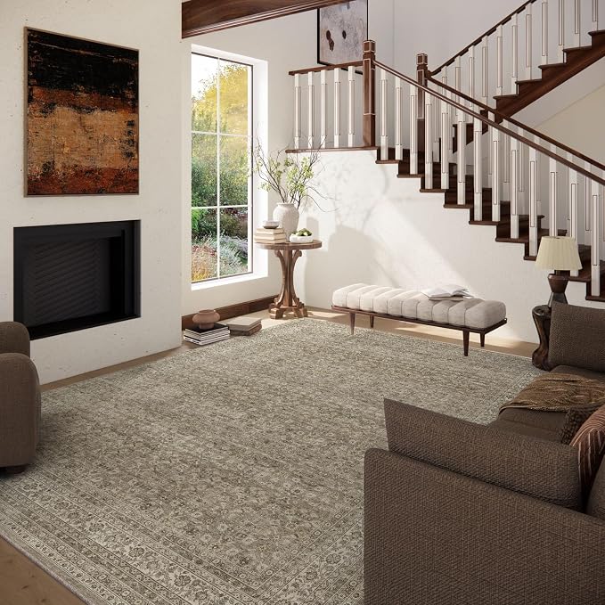 Washable Area Rugs for Living Room: 6x9 Bedroom Area Rug Boho Vintage Rugs - Image 2